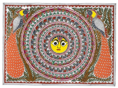 Fine Art Print of Sun and Peacocks by Santosh
