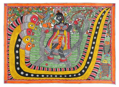 Fine Art Print of Krishna and Snake by Sambhu