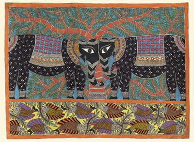 Fine Art Print of Two Elephants in Forest by Anil