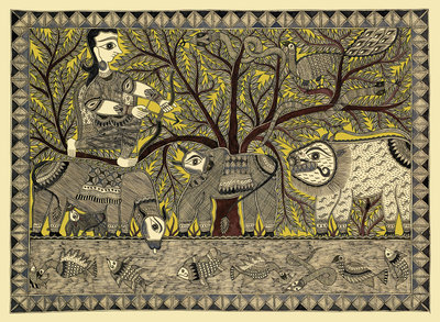 Fine Art Print of Lion and Hunter by Anil
