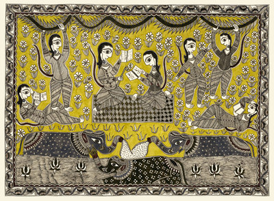 Fine Art Print of Monkey and Elephants by Sunil