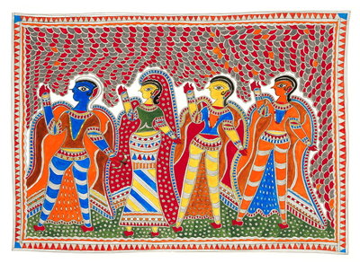 Fine Art Print of Krishna and Gopis by Kushal