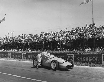 1959 French GP, Reims, Stirling Moss, BRM P25, disqualified for receiving outside assistance by Anonymous - print