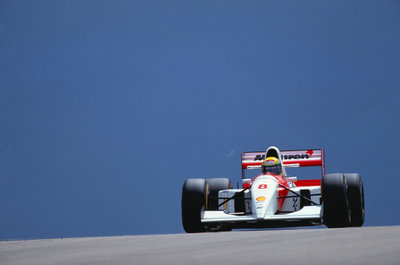 1993 European GP, Donington Park, Ayrton Senna, McLaren MP4/8-Ford, practice by Anonymous - print
