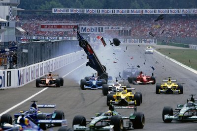 2001 German GP, Hockenheim, Luciano Burti, Prost AP03-Acer, crashes at the start by Anonymous - print