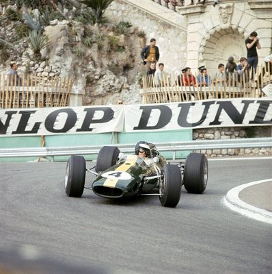 1966 Monaco GP, Monte Carlo, Jim Clark, Lotus 33-Climax at the Station Hairpin by Anonymous - print