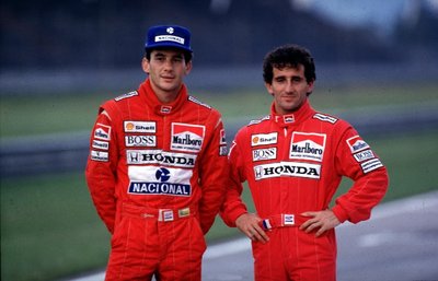 Ayrton Senna and team mate/arch-rival Alain Prost Formula One World Championship 1989 by Anonymous - print