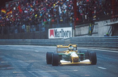 1992 Belgian Grand Prix. Spa-Francochamps, Belgium. 28-30 August 1992. Michael Schumacher (Benetton B192 Ford) 1st position for his maiden Grand Prix win by Anonymous - print