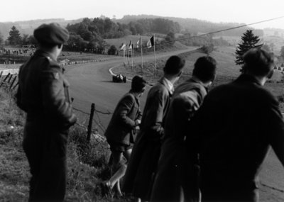 Belgian Grand Prix, Spa-Francorchamps. Mike Hawthorn (Ferrari Dino 246), 2nd position by Anonymous - print