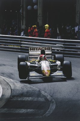 Fine Art Print of 1994 Monaco Grand Prix, Monte Carlo. Johnny Herbert (Lotus 107C-Mugen) lifts a wheel at Mirabeau by Anonymous