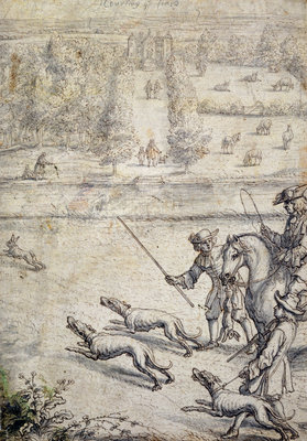 Coursing the Hare, illustration to Richard Blome's 'The Gentleman's Recreation' pub. 1686 by Francis Barlow - print