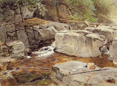 Rocks on the Greta by Myles Birket Foster - print