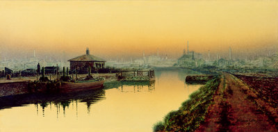 Knostrop Cut, Leeds, Sunday Night, 1893 by John Atkinson Grimshaw - print