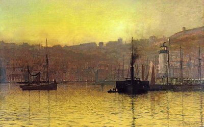 Nightfall in Scarborough Harbour, 1884 by John Atkinson Grimshaw - print