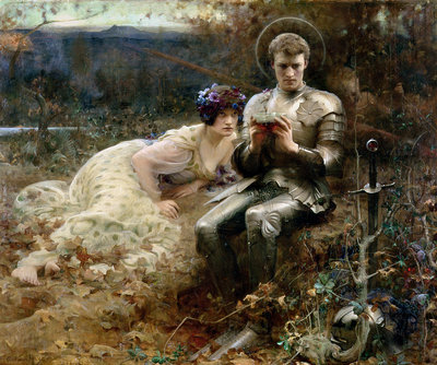 The Temptation of Sir Percival, 1894 by Arthur Hacker - print