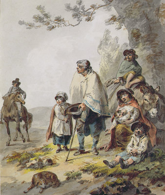 A Gypsy Family by Julius Caesar Ibbetson - print