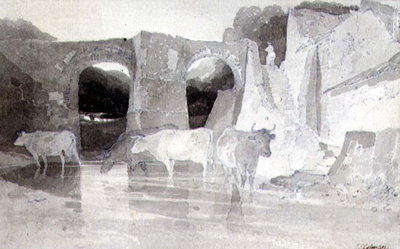 Cattle in a River by John Sell Cotman - print