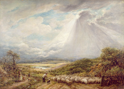 Driving the Flock, 1877 by John Linnell - print
