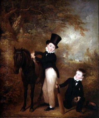 Portrait of William and Charles Chadwick at Burley Lodge, 1824 by Charles Henry Schwanfelder - print