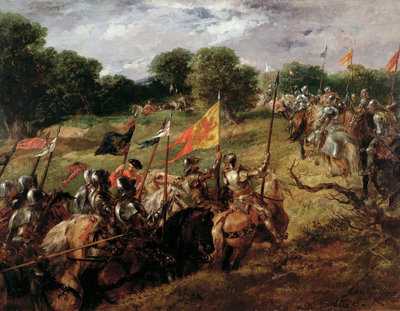 'With all their banners bravely spread', 1878 by Sir John Gilbert - print