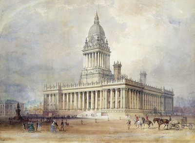 Design for Leeds Town Hall, 1854 by Cuthbert Brodrick - print