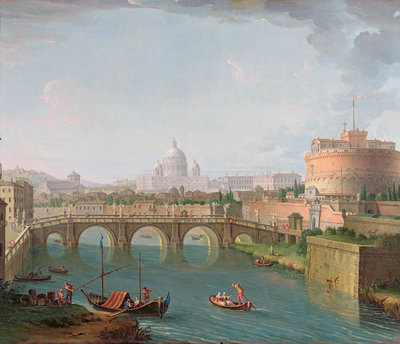 View of the Tiber, c.1700-77 by Antonio Joli - print