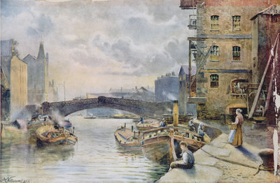 Leeds Bridge from Aire and Calder Navigation Wharf, 1911 by Arthur Netherwood - print