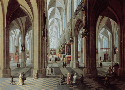 Interior of Antwerp Cathedral by Pieter the Younger Neeffs - print