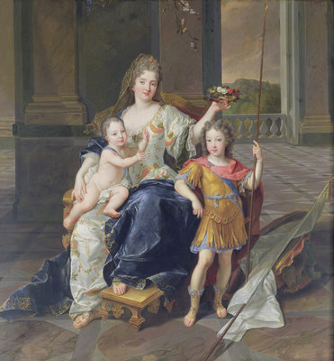 Duchess de la Ferte with the Duke of Brittany and the Duke of Anjou by Francois de Troy - print