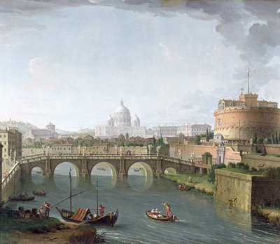 View of the Tiber by Antonio Joli - print