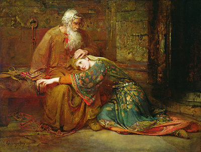 Cordelia comforting her father, King Lear, in prison, 1886 by George William Joy - print