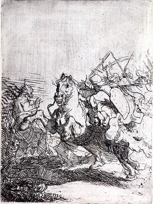 A Cavalry Fight by Rembrandt Harmensz. van Rijn - print