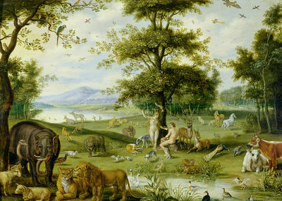 Adam and Eve in the Garden of Eden, c.1600 by Jan Brueghel - print