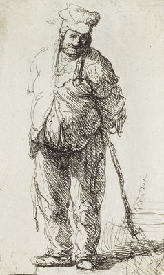 Beggar leaning on a Stick by Rembrandt Harmensz. van Rijn - print