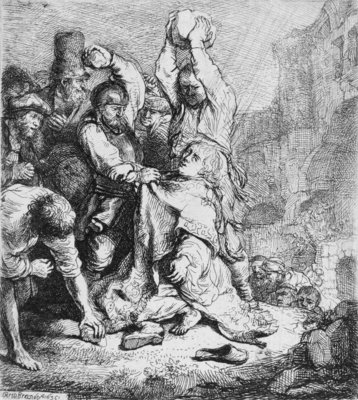 Stoning of St. Stephen by Rembrandt Harmensz. van Rijn - print