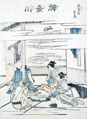 Two Couples in an Interior by Katsushika Hokusai - print