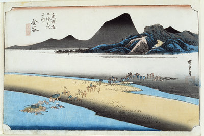 Kamaya, Oigawa Embo, Further Bank of the Oi River, No.25 from the series '53 Stations of the Tokaido Raod' by Ando or Utagawa Hiroshige - print