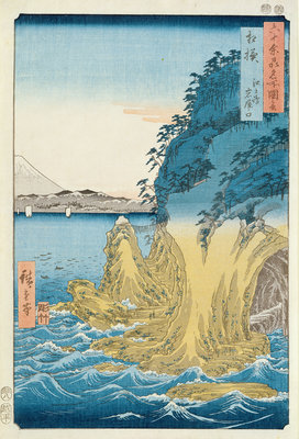 Caves at Enoshima, Sagami Province by Ando or Utagawa Hiroshige - print