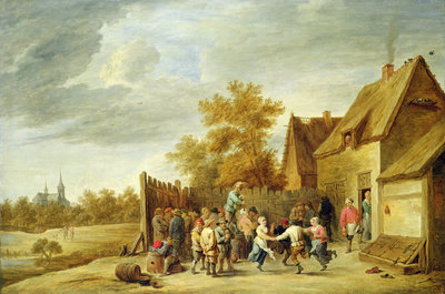 Peasants Dancing Outside an Inn by David the Younger Teniers - print