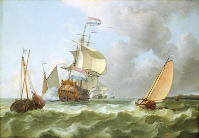 The Warship 'Hollandia' in Full Sail by Ludolf Backhuysen - print