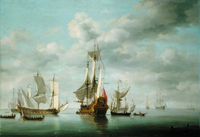 Warships Becalmed by Charles Brooking - print