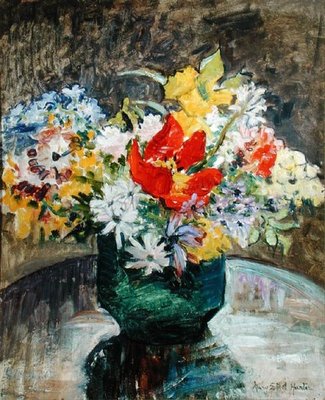 Flowers in a Green Vase by Mary Ethel Hunter - print