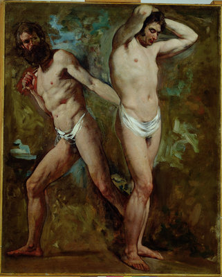 Two Standing Male Nudes by William Etty - print