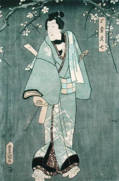 Detail of Character One from 'Five Characters from a Play by Toyokuni' by Utagawa Kunisada - print