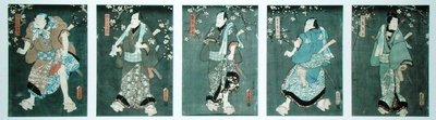 Five characters from a play by Toyokuni by Utagawa Kunisada - print