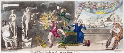 The Pall Mall Apollo or, R...ty in a blaze!!! 1816 by George Cruikshank - print