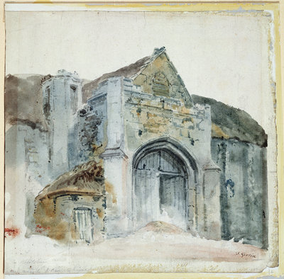 The Tithe Barn, Abbotsbury by Thomas Girtin - print
