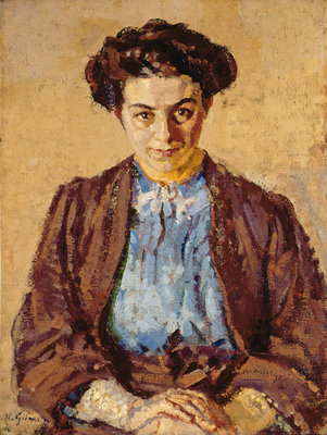The Blue Blouse, Portrait of Elene Zompolides by Harold Gilman - print