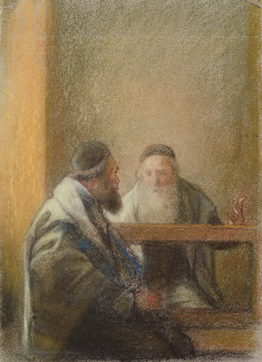 Interior with Two Rabbis by Sir William Rothenstein - print