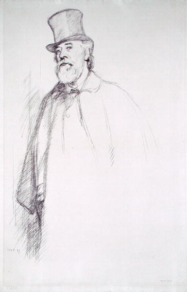 Portrait of Professor Alphonse Legros by Sir William Rothenstein - print